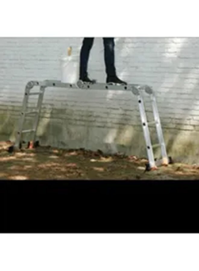 Generic - 12 Steps Multi-Purpose Folding Ladder Silver 90x28x35cm - Image 1