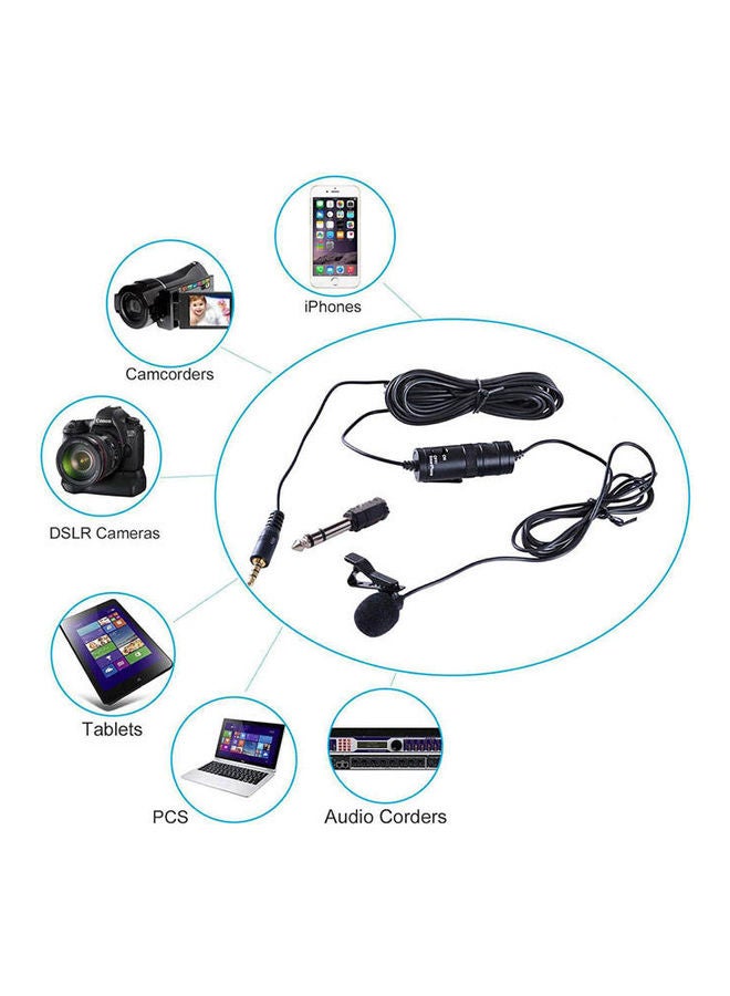 Generic Lavalier Microphone Lapel Clip-On For Smartphones Dslr And Camcorders BY_M1 Black  - Image 2