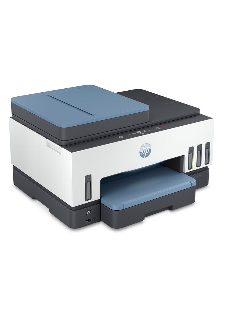 HP - Smart Tank 795 All-In-One Duplex Wifi High Capacity Inktank Multi-Function WiFi Color Ink Tank Printer (Borderless Printing) For Print/Copy/Scan with ADF & FAX (Up To 18000 Black or 8000 Colour Pages with Original HP Ink Bottles) White/Blue - Image 1