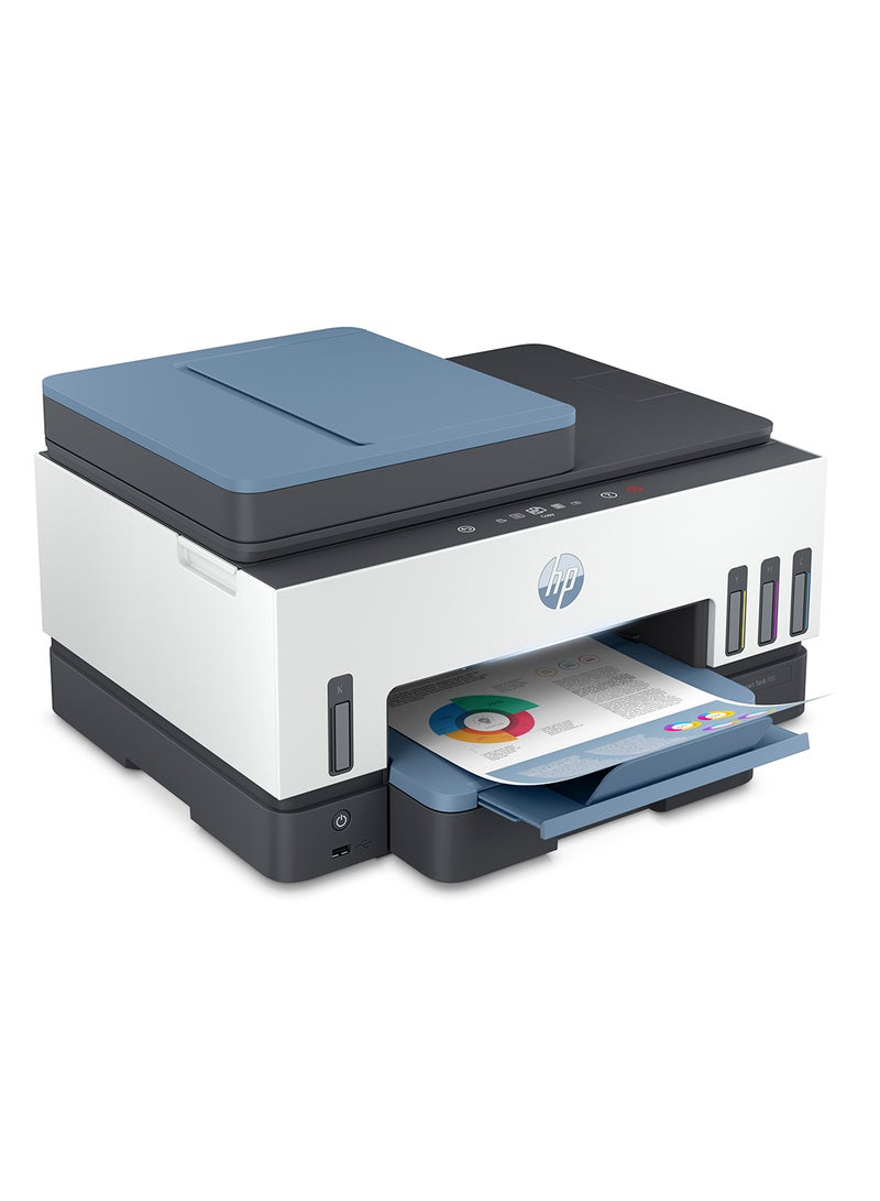 HP - Smart Tank 795 All-In-One Duplex Wifi High Capacity Inktank Multi-Function WiFi Color Ink Tank Printer (Borderless Printing) For Print/Copy/Scan with ADF & FAX (Up To 18000 Black or 8000 Colour Pages with Original HP Ink Bottles) White/Blue - Image 1