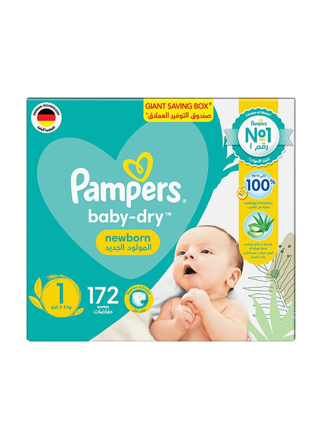 Pampers Aloe Vera Taped Diapers Size 1 Mega Box 172 Count  - Image 2