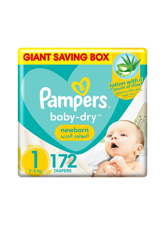 Pampers Aloe Vera Taped Diapers Size 1 Mega Box 172 Count  - Image 1
