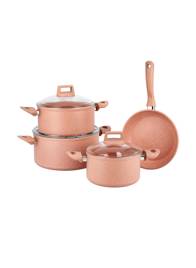 ALBERTO 7-Piece Forge Aluminum Granite Cookware Set Pink 28cm - Image 1