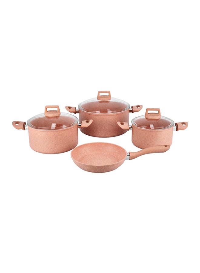 ALBERTO 7-Piece Forge Aluminum Granite Cookware Set Pink 28cm - Image 2