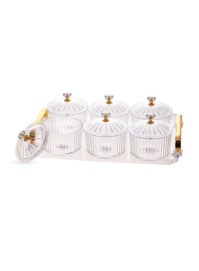 Dania 6-Piece Sugar Bowls Set With Tray Clear/Gold 30x22x2cm  - Image 2