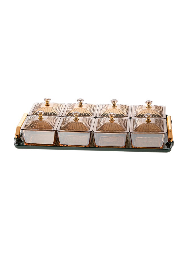 Dania 8-Piece Sugar Bowls Set With Tray Clear/Gold 40x22x2cm  - Image 1