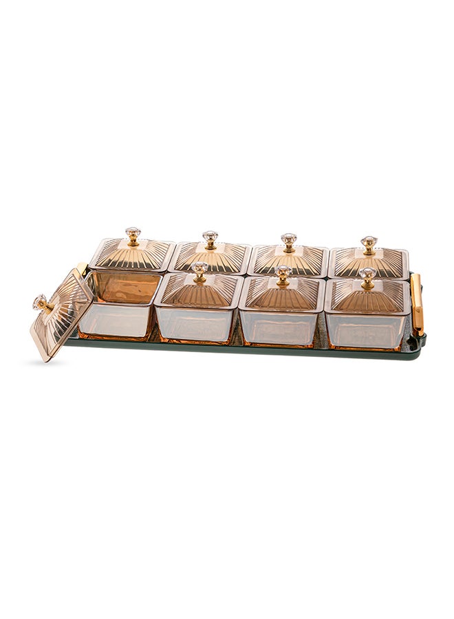Dania 8-Piece Sugar Bowls Set With Tray Clear/Gold 40x22x2cm  - Image 2