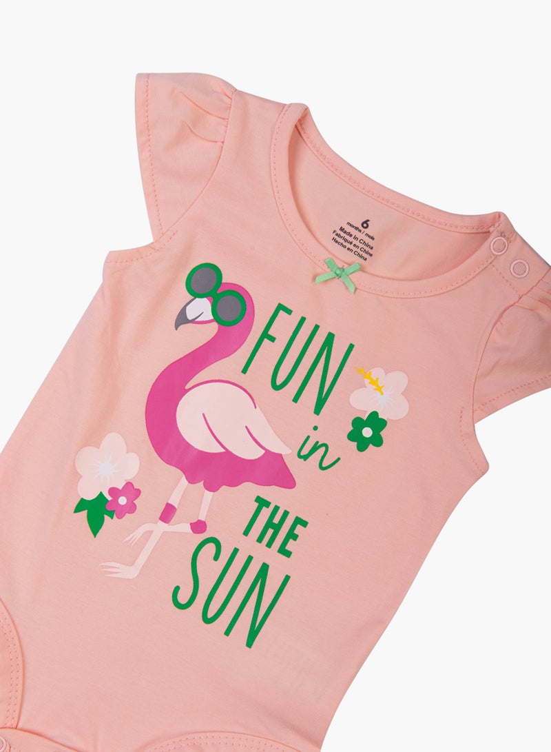 Baby Girl 3-Piece Top Bottom And Romper Combo Set Light Pink/Blue