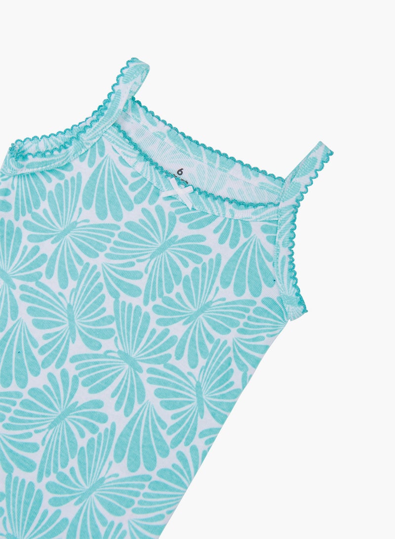 POP MAGIC Baby Girl 3-Piece Top Bottom And Romper Combo Set Light Blue/White - Image 4
