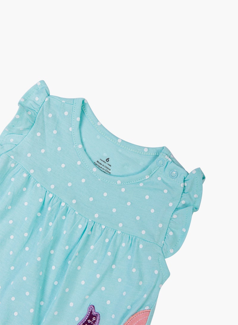 POP MAGIC Baby Girl 3-Piece Top Bottom And Romper Combo Set Blue/Lilac - Image 3