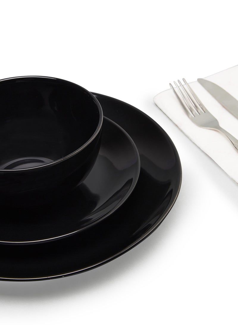 Noon East - 18-Piece Stoneware Dinner Set Plates, Dishes, Bowls, Serves 6 Black - Image 1