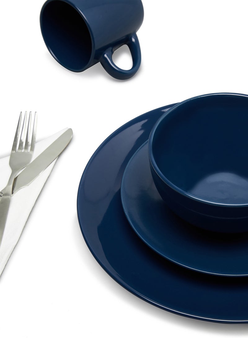Noon East 24-Piece Stoneware Dinner Set Plates, Bowls, Mugs, Serves 6 Dark Blue - Image 5