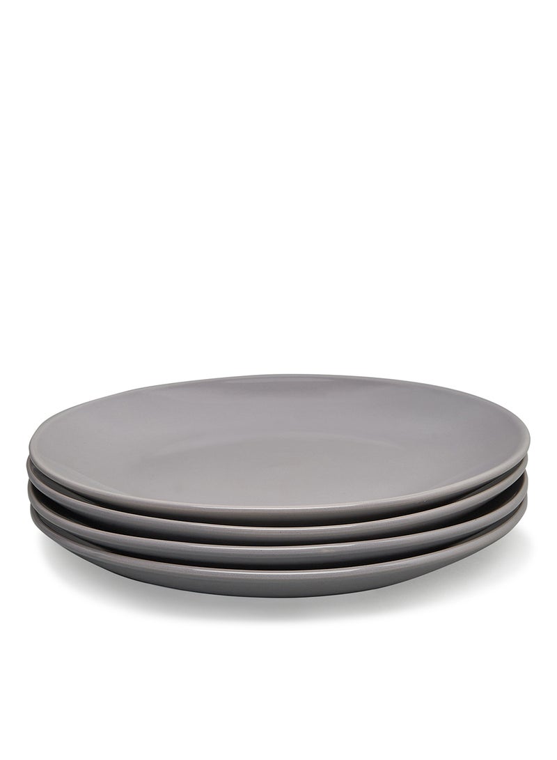 Noon East 4 Piece Stoneware Dinner Plates Set - Dishes - Plates - Plate Set - Dinner Set - Ceramic Plate - Dinner Plate - Serves 4 - Medium Grey Medium Grey 10.5inch  - Image 1