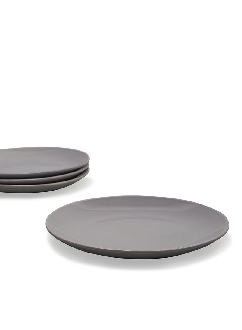 Noon East 4 Piece Stoneware Dinner Plates Set - Dishes - Plates - Plate Set - Dinner Set - Ceramic Plate - Dinner Plate - Serves 4 - Medium Grey Medium Grey 10.5inch  - Image 4