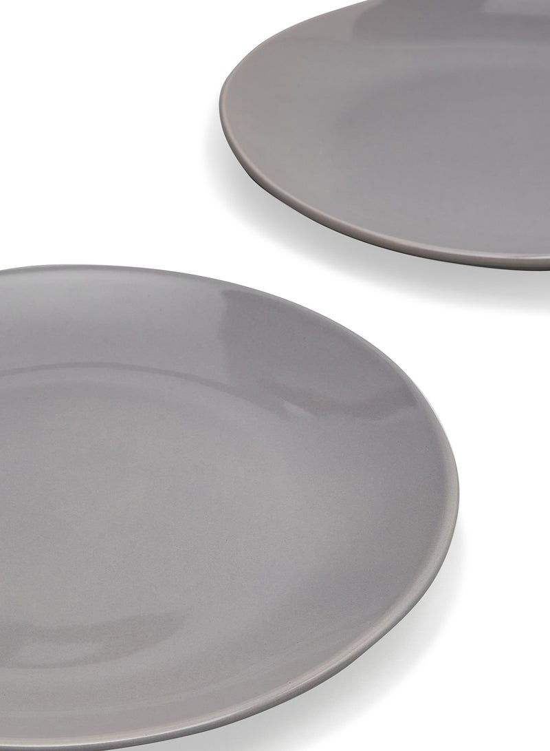 Noon East 4 Piece Stoneware Dinner Plates Set - Dishes - Plates - Plate Set - Dinner Set - Ceramic Plate - Dinner Plate - Serves 4 - Medium Grey Medium Grey 10.5inch  - Image 3