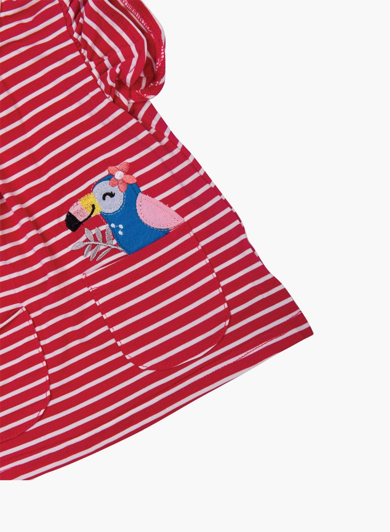 POP MAGIC Baby Girl 3-Piece Top Bottom And Romper Combo Set Red/White  - Image 5
