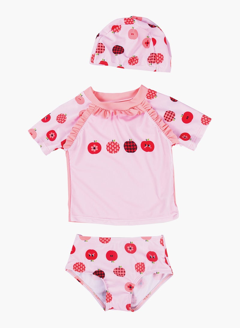 POP MAGIC - Baby Girl Set of 2-Piece Short Sleeves Top Slim Swimwear with Bottoms Light Pink - Image 1