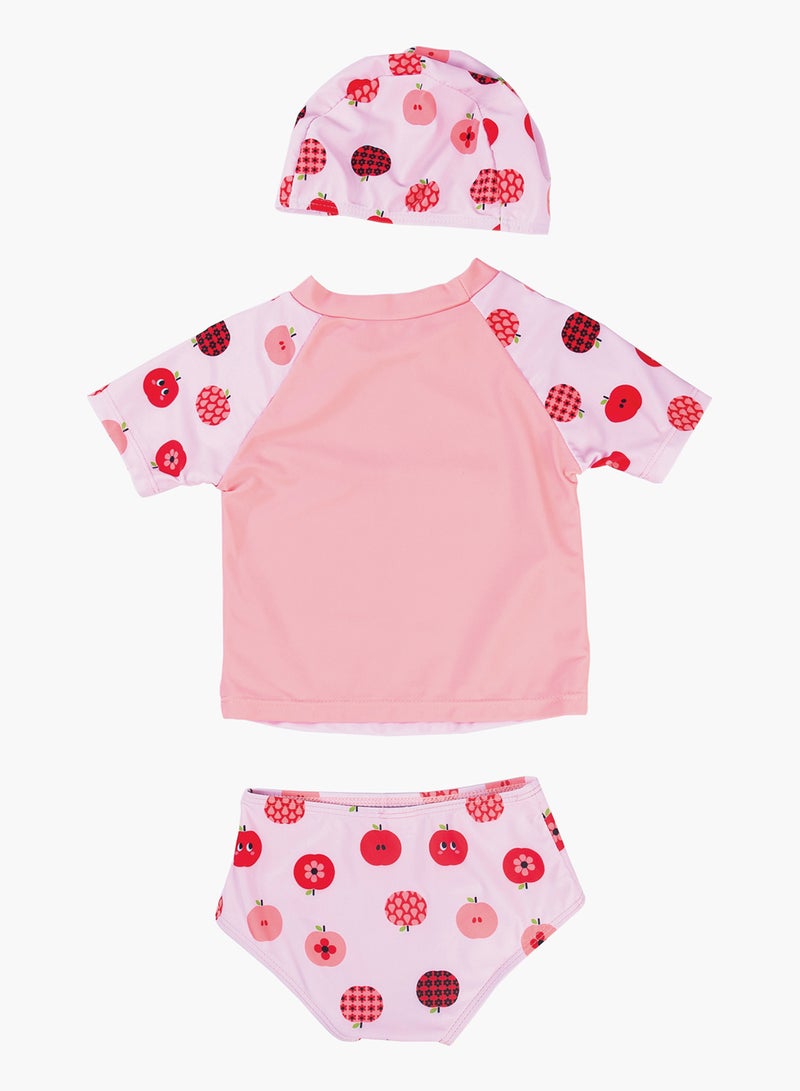 POP MAGIC - Baby Girl Set of 2-Piece Short Sleeves Top Slim Swimwear with Bottoms Light Pink - Image 1