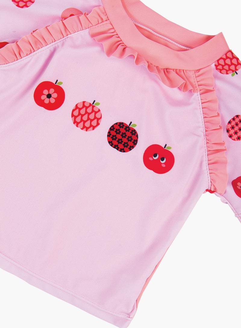 POP MAGIC - Baby Girl Set of 2-Piece Short Sleeves Top Slim Swimwear with Bottoms Light Pink - Image 1