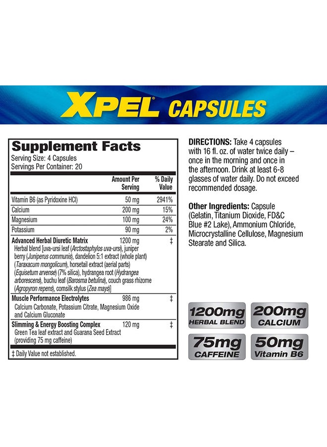 MHP Xpel Maximum Strength Herbal Diuretic Dietary Supplement 80 capsules - Image 4