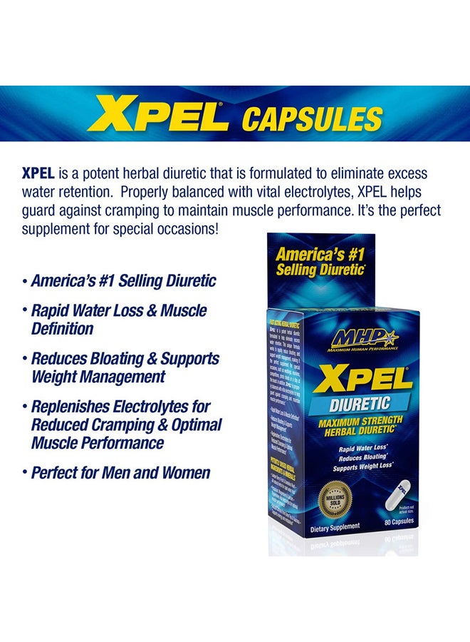 MHP Xpel Maximum Strength Herbal Diuretic Dietary Supplement 80 capsules - Image 3