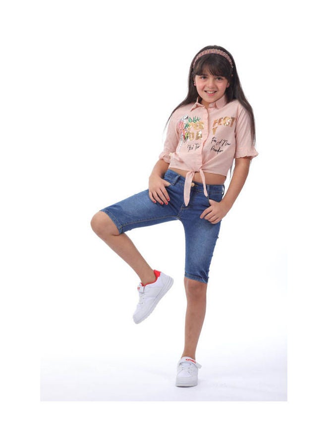 KTK by Katakit - Casual Printed  Regular Blouse Light Pink - Image 1