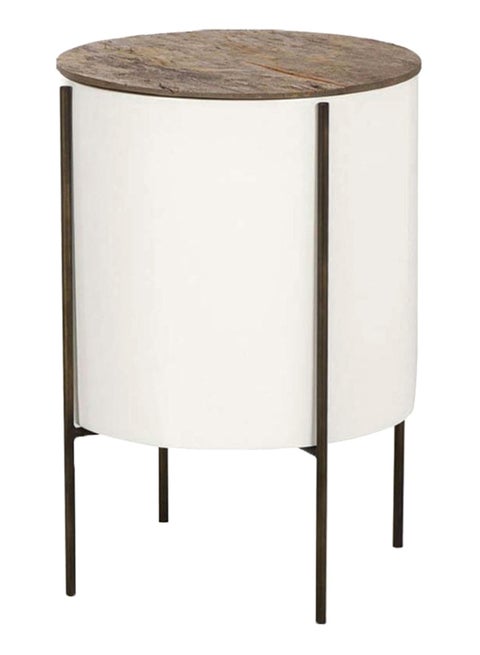 Side Table Luxurious - Used Next To Sofa As Coffee Corner Side Table White/Brown 43x61x43cm