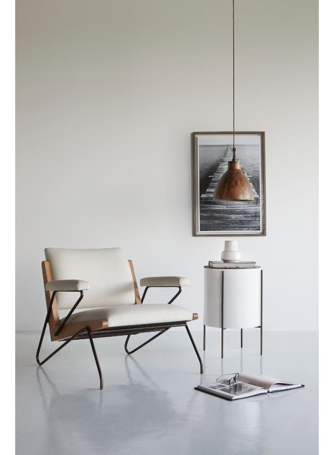 ebb & flow - Side Table Luxurious - Used Next To Sofa As Coffee Corner Side Table White/Brown 43x61x43cm - Image 1