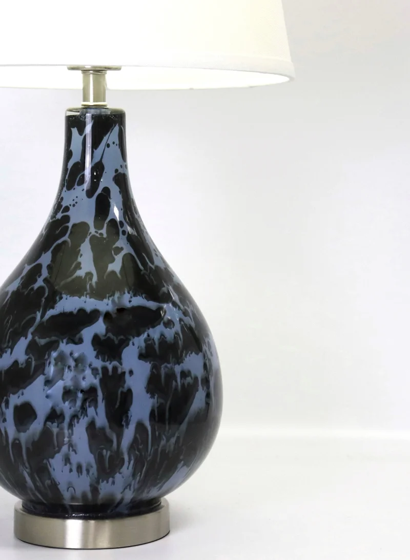 ebb & flow Modern Design Glass Table Lamp Unique Luxury Quality Material for the Perfect Stylish Home RS-N71009-C Blue/Black 13 x 24.5