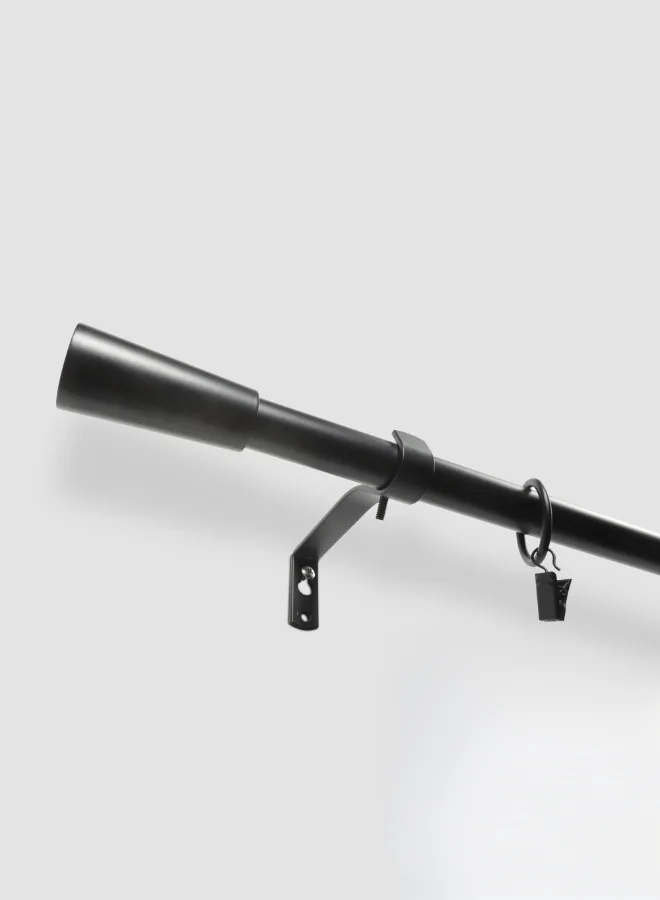 Switch Pommel Single Extendable Window Curtain Rod Set Unique Quality Curtains Pole and Rod to Suit your Curtain Collections Matt Black 160/300cm, Extended 210/300cm
