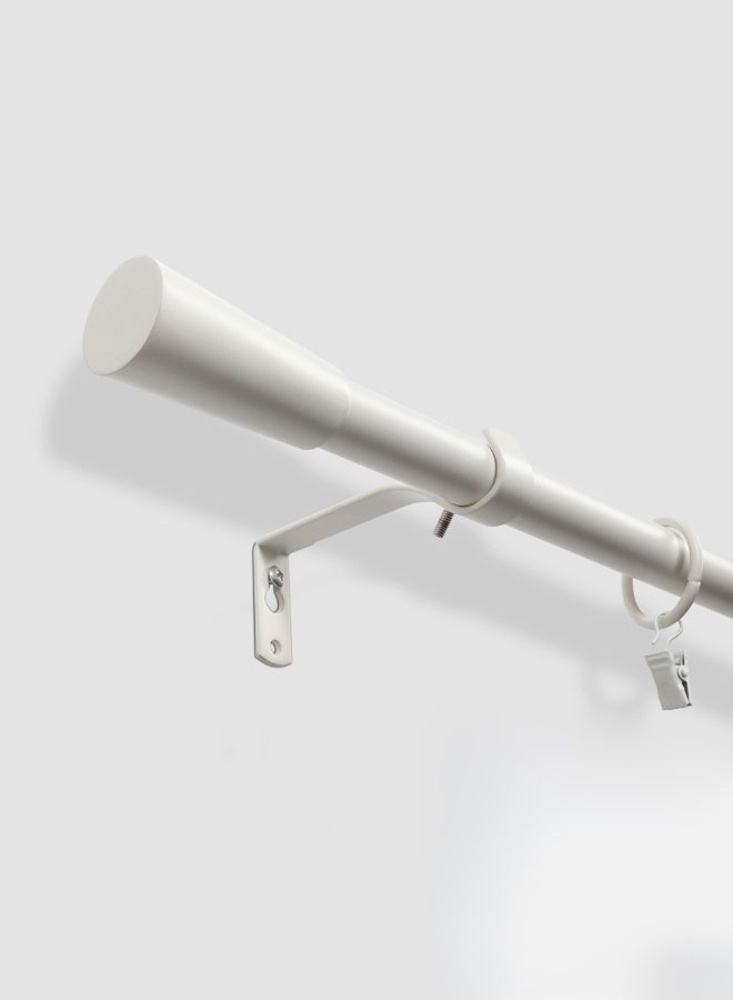 Switch - Pommel Single Extendable Window Curtain Rod Set Unique Quality Curtains Pole and Rod to Suit your Curtain Collections Matt White 160/300cm, Extended 210/300cm - Image 1