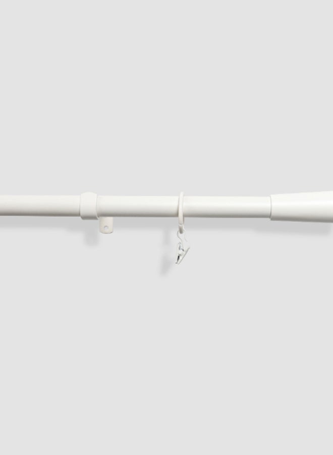 Switch - Pommel Single Extendable Window Curtain Rod Set Unique Quality Curtains Pole and Rod to Suit your Curtain Collections Matt White 160/300cm, Extended 210/300cm - Image 1