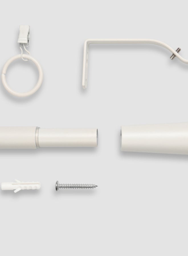 Switch - Pommel Single Extendable Window Curtain Rod Set Unique Quality Curtains Pole and Rod to Suit your Curtain Collections Matt White 160/300cm, Extended 210/300cm - Image 1