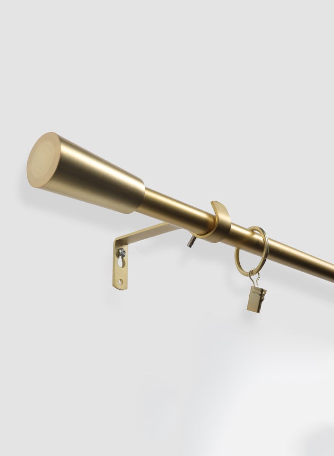 ebb & flow - Pommel Single Extendable Window Curtain Rod Set Unique Quality Curtains Pole and Rod to Suit your Curtain Collections Polished Brass 160/300cm, Extended 210/300cm - Image 1