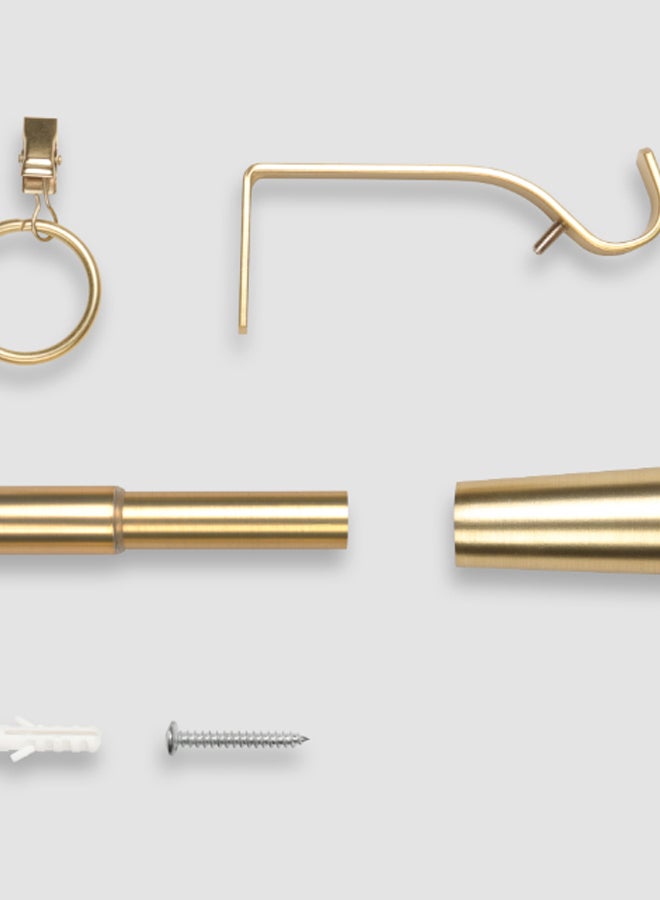 ebb & flow - Pommel Single Extendable Window Curtain Rod Set Unique Quality Curtains Pole and Rod to Suit your Curtain Collections Polished Brass 160/300cm, Extended 210/300cm - Image 1