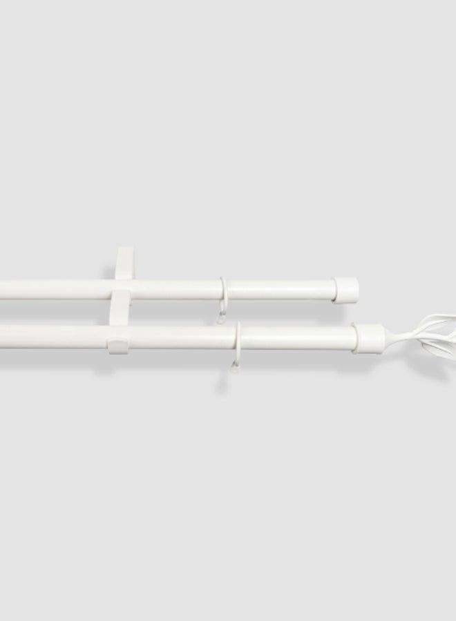 ebb & flow - Five Leaves Double Extendable Window Curtain Rod Set Unique Quality Curtains Pole and Rod to Suit  Curtain Collections Matt White 160/300cm - Image 1