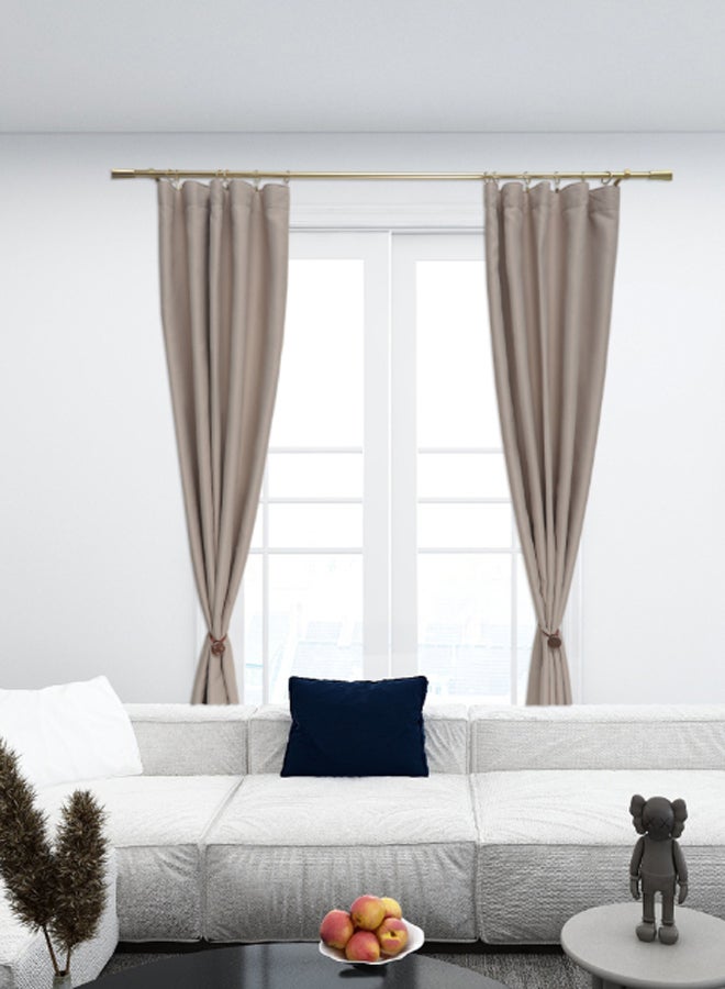 ebb & flow - Pommel Single Extendable Window Curtain Rod Set Unique Quality Curtains Pole and Rod to Suit your Curtain Collections Polished Brass 160/300cm, Extended 210/300cm - Image 1
