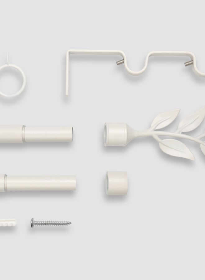 ebb & flow - Five Leaves Double Extendable Window Curtain Rod Set Unique Quality Curtains Pole and Rod to Suit  Curtain Collections Matt White 160/300cm - Image 1