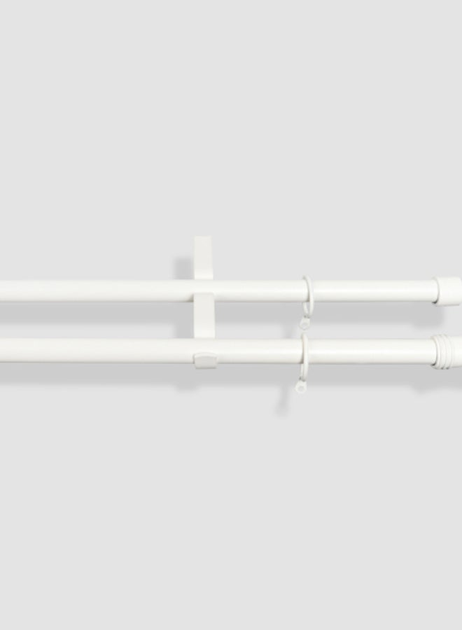 Switch - Trumpet Double Extendable Window Curtain Rod Set Unique Quality Curtains Pole and Rod to Suit your Curtain  Collections Matt White - Image 1