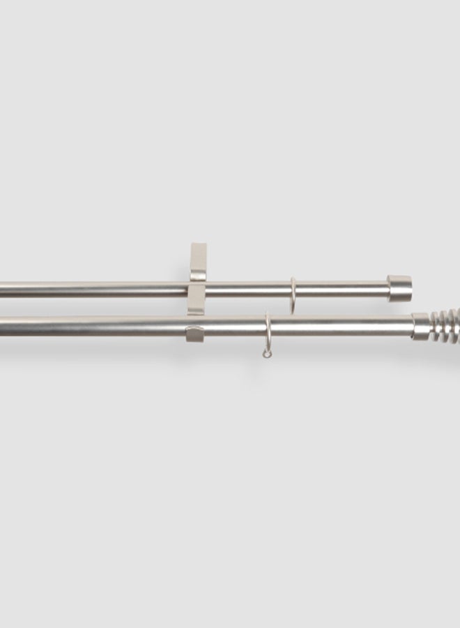 ebb & flow - Comet Double Extendable Window Curtain Rod Set Unique Quality Curtains Pole and Rod to Suit your Curtain Collections Satin Nickel 160/300cm - Image 1