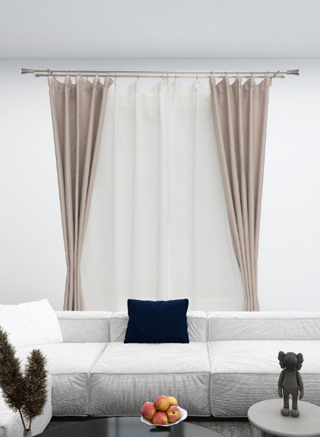 ebb & flow - Comet Double Extendable Window Curtain Rod Set Unique Quality Curtains Pole and Rod to Suit your Curtain Collections Satin Nickel 160/300cm - Image 1