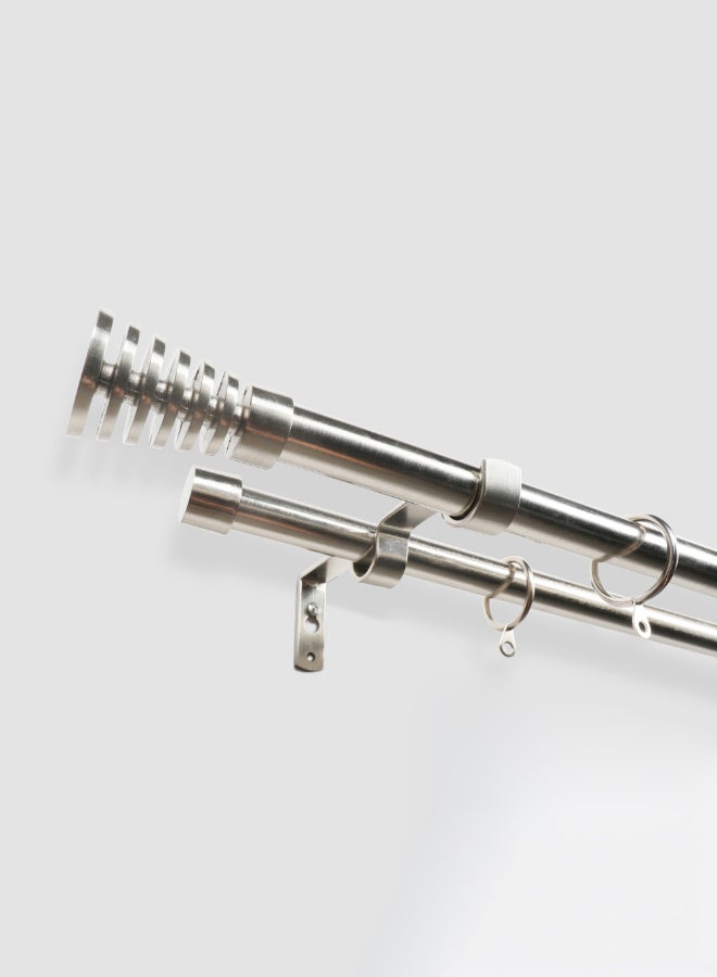 Switch - Comet Double Extendable Window Curtain Rod Set Unique Quality Curtains Pole and Rod to Suit your Curtain Collections Brushed Nickel - Image 1