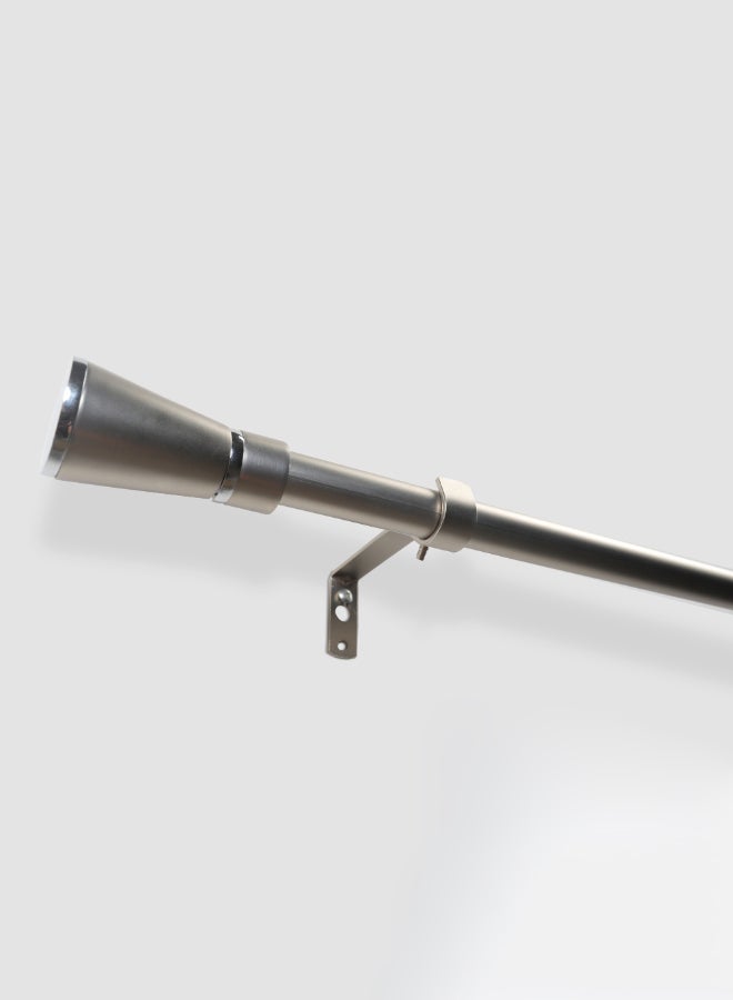 Switch - Cone Single Extendable Window Curtain Rod Set Unique Quality Curtains Pole and Rod to Suit your Curtain Collections Satin Nickel 160/300cm - Image 1