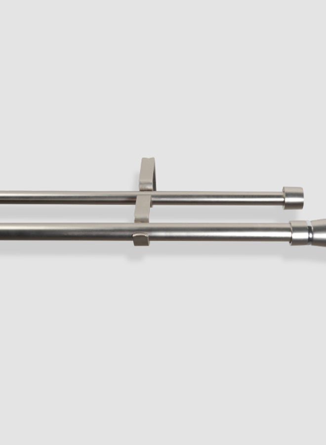 Switch - Cone Double Extendable Window Curtain Rod Set Unique Quality Curtains Pole and Rod to Suit your Curtain Collections Satin Nickel 160/300cm - Image 1