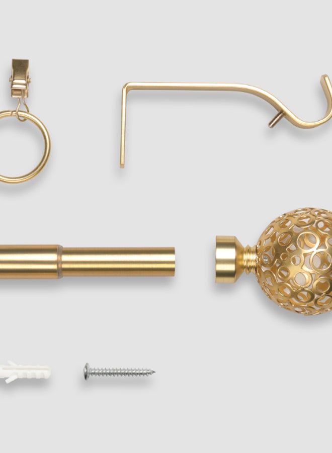 ebb & flow - Global Single Extendable Window Curtain Rod Set Unique Quality Curtains Pole and Rod to Suit your Curtain Collections Polished Brass 160/300cm, Extended 210/300cm - Image 1