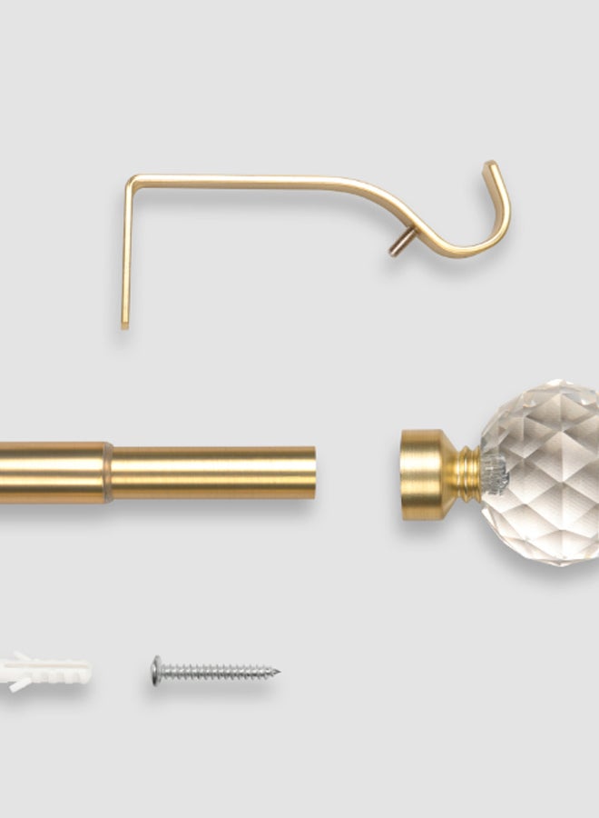 ebb & flow - Diamond Single Extendable Window Curtain Rod Set Unique Quality Curtains Pole and Rod to Suit your Curtain Collections Polished Brass 120/210cm - Image 1
