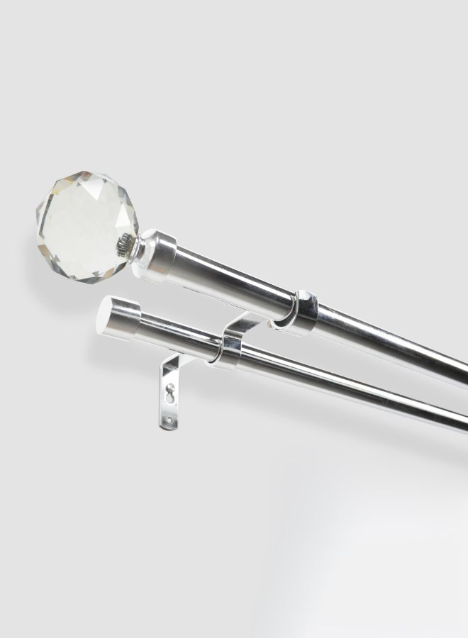 ebb & flow - Diamond Double Extendable Window Curtain Rod Set Unique Quality Curtains Pole and Rod to Suit your Curtain Collections Chrome - Image 1