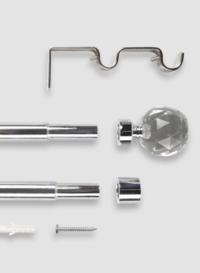 ebb & flow - Diamond Double Extendable Window Curtain Rod Set Unique Quality Curtains Pole and Rod to Suit your Curtain Collections Chrome - Image 1