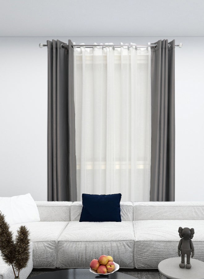 ebb & flow - Diamond Double Extendable Window Curtain Rod Set Unique Quality Curtains Pole and Rod to Suit your Curtain Collections Chrome - Image 1