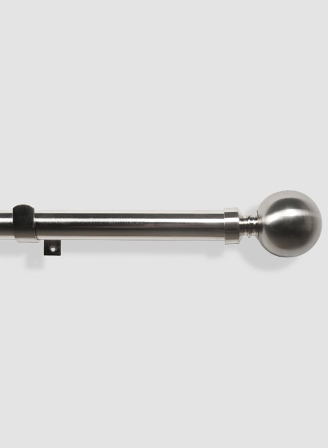 Switch - Ball Single Extendable Window Curtain Rod Set Unique Quality Curtains Pole and Rod to Suit your Curtain Collections Brushed Nickel 120/210cm - Image 1